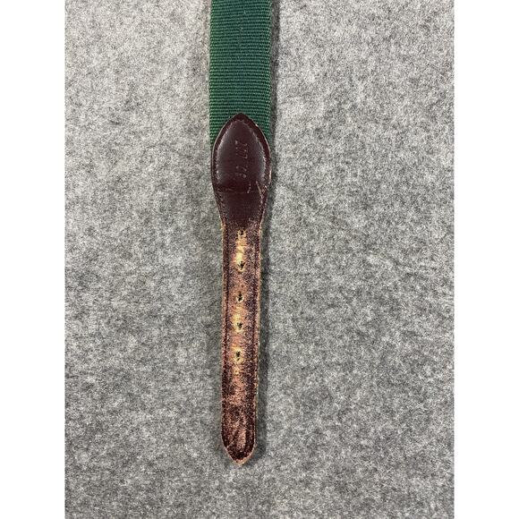 Trafalgar Belt Mens Size 30 Green Surcingle Canvas Leather Tabs Brass Buckle - Picture 7 of 13